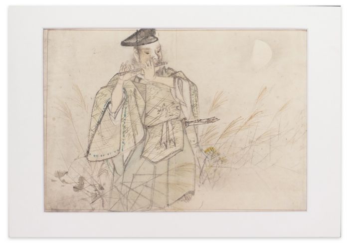 Samurai playing the Flute - Modern Artworks 