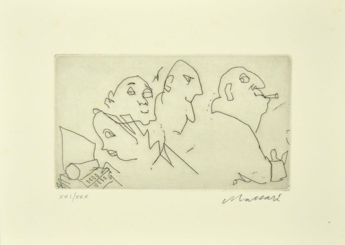 Figure is an original modern artwork realized the 1980s by the Italian artist Mino Maccari (Siena, 1898 - Rome, 1989).