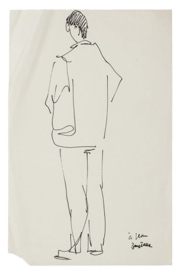 "Boy Fugure"  is an original black China ink drawing on paper  by Anonymous Artist of XX Century.