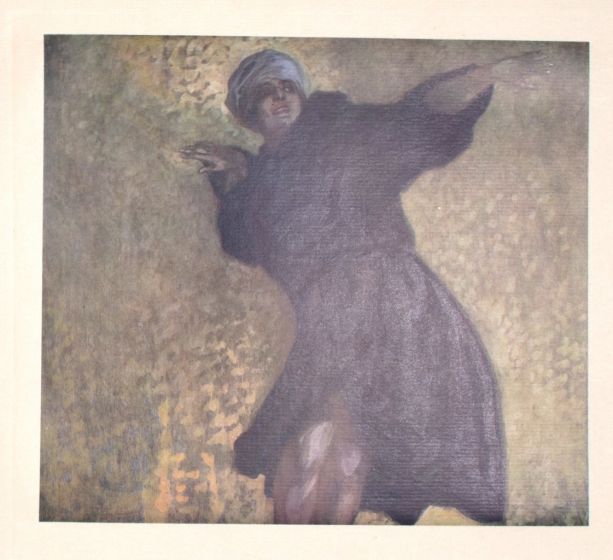 "Die Tanzerin Gertrud Bodenwieser"  is an original colored héliogravure on cream-colored cardboard realized by Choisy Le Conin, pseudonym of Franz Von Bayros (Agram, 1866 – Vienna, 1924).