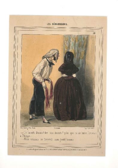 Paul Gavarni, Les Débardeurs, Plate 58, Lithograph, French draftsman, La caricature, 1848, satiric illustration, Print, Artwork, Old Masters,