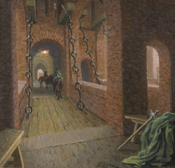 Drawbridge Over The Estense Castle by Giovanni Battista Crema - Modern Artwork