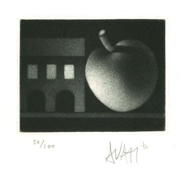 Apple and House by Mario Avati- Contemporary Artwork