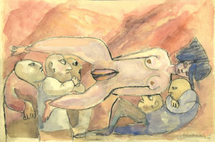 Anatomy Lesson by Mino Maccari - Contemporary Artwork