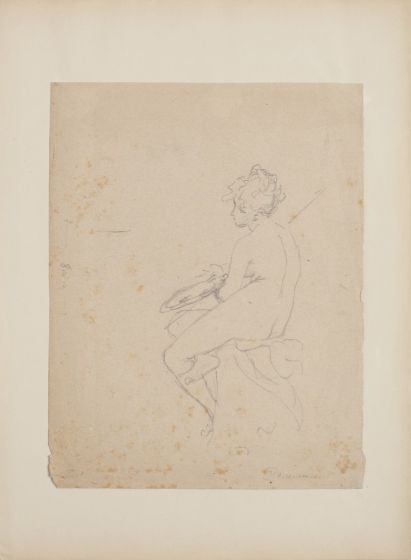 "Figure"  is an original pencil drawing on ivory-colorated paper by Claudio Francesco Beaumont (1694-1766).  