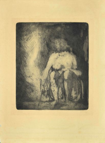 The Fisherwoman is an original etching realized by Giacomo Manzù in XX Century. 