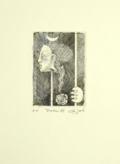 Diana is an original black and white etching realized  by Leo Guida.