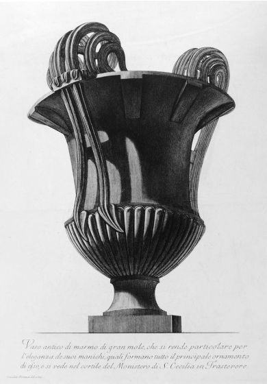 G.B.Piranesi, Large antique marble Vase in S.Cecilia in Trastevere, 1778. G.B.Piranesi, Etching, Masks, Vase, Old Masters, Engraving, Neoclassicism, Roman fornitures, Antiquities, Rembrandt, Goya, Cavaliere, Francesco, Ficacci, Candelabrum, Plate, Signatu