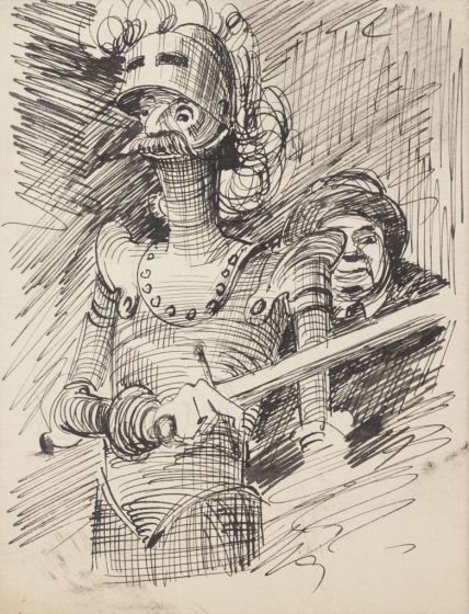 "Caricature" is an original ink drawing on cardboard, realized by an Anonymous French Artist of the XX Century . 