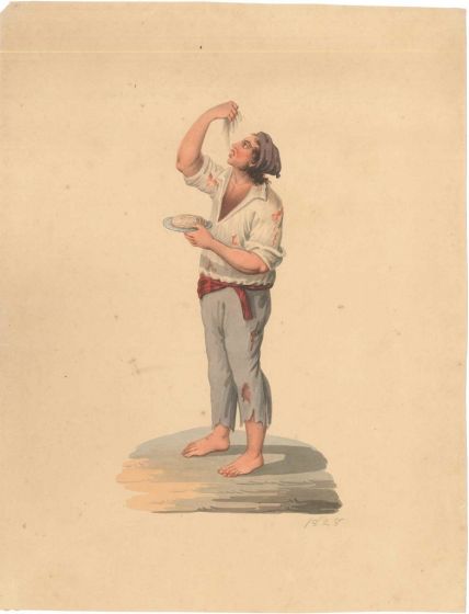 Man eating spaghetti by Michela De Vito - Old Masters Artwork