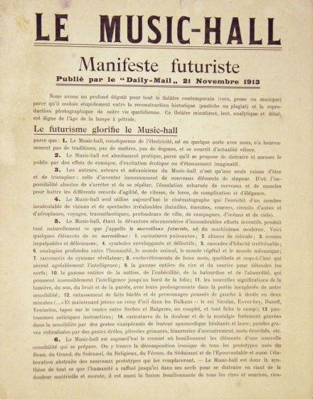 Le Music-Hall - Manifeste Futuriste