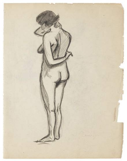 "Nude  Studies" is an original drawing in tempera on paper, realized by an Anonymous Artist of the XX Century . 