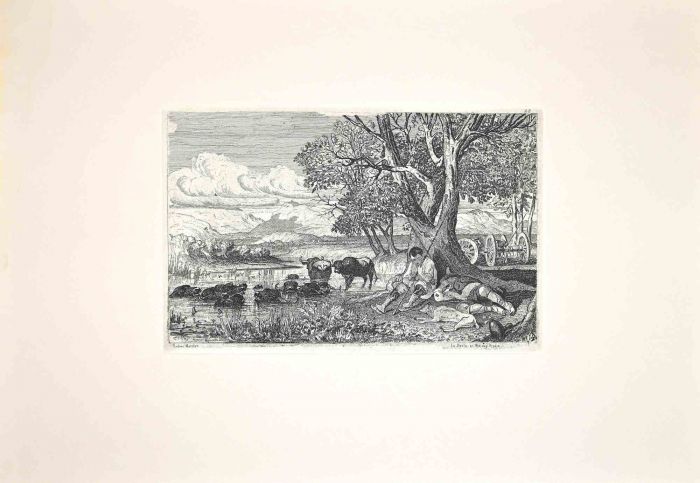 Shepherds with Buffalo in the Roman Countryside