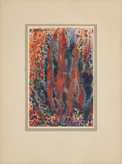 Flowers is an original drawing in mixed media on cardboard, realized by R. Deverin (XX-XXI). 