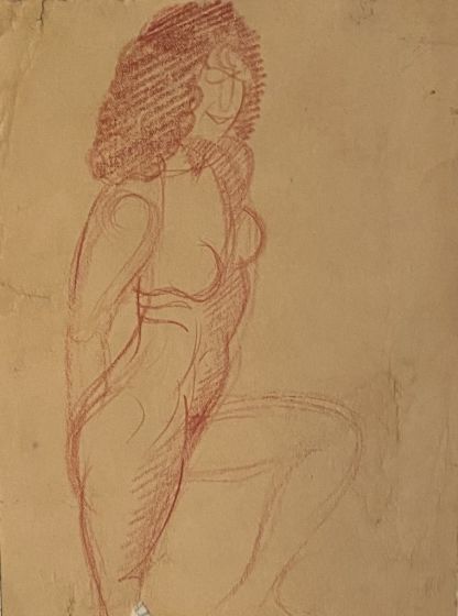 Nude 1930's is an original drawing in sanguine on uvory-colored paper, realized by Raymond Delpech