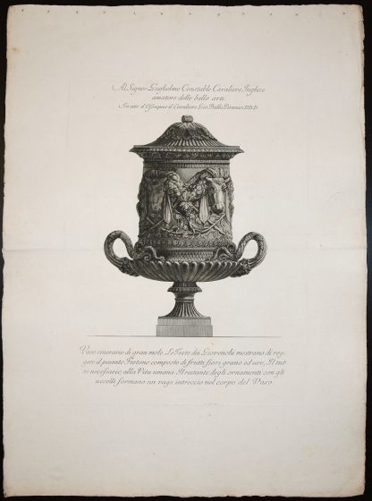 Etching, engraving, 1778, Vasi, candelabri, proof, printed,  contemporary paper, Details, handwritten, ending, note, Sir G. Constable, Not signed, Very Good, conditions, Cavaliere, G.B.Piranesi, cav.re, francesco, Old Masters