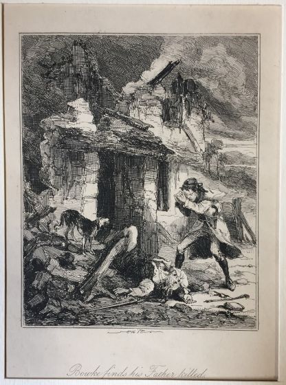 Phiz, Bowke finds his Father killed, Browne Hablot Knight, Phiz, Charles Dickens, DSatire, Illustration, London, Bristol,  George Cruikshank,  John Leech,  David Copperfield, Pickwick, Dombey and his son, Martin Chuzzlewit, Bowke, 