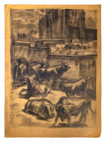 Urban Landscape with Bulls