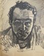 "Man Portrait"  is an original black marker pen drawing on paper by Mino Maccari (1898-1989).