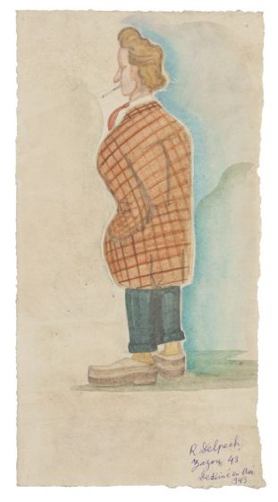"Portrait of Zazon" is an original drawing in watercolor on paper, realized by Jean Delpech (1916-1988). 