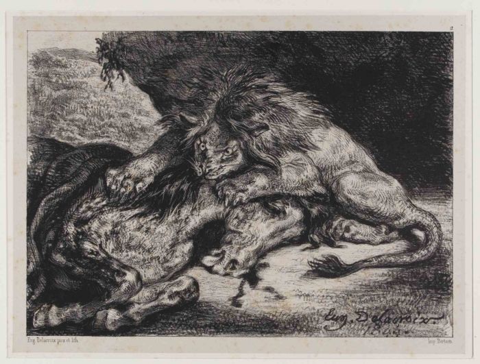 Eugène Delacroix - Lion dévorant un cheval - Modern Art