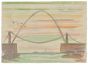 "Marine Landscape" is an original drawing in watercolor on paper, realized by Jean Delpech (1916-1988).