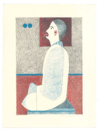 Figure is an original lithograph on ivory-colored cardboard, realized by Alfonso Avanessian in 1969. 
