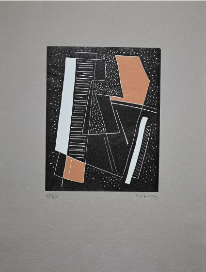 Abstract Brown Composition by Alberto Magnelli -  Contemporary Artworkl