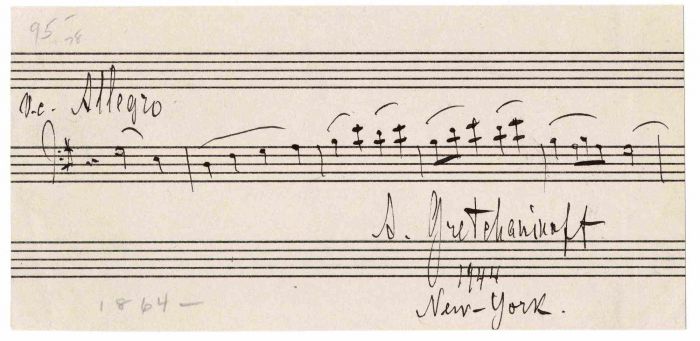 Musical Sheet Signed by Alexander Gretschaninow