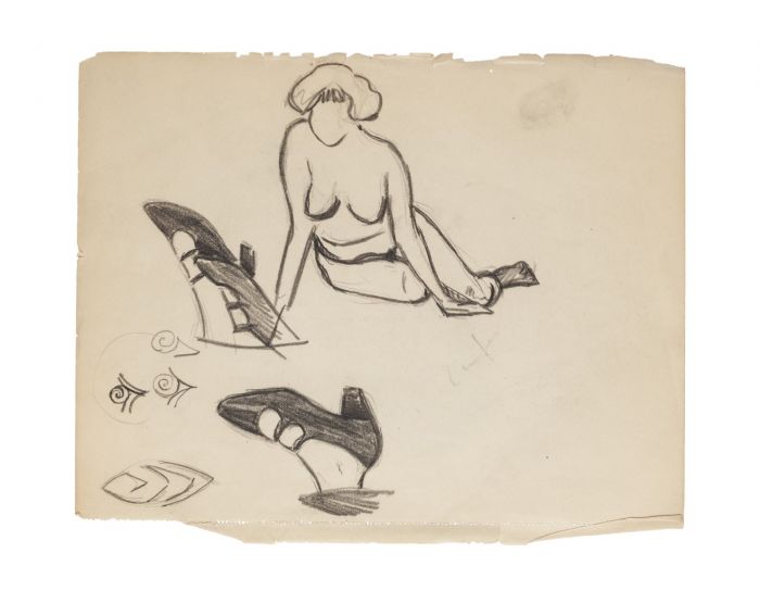 "Studies" is an original drawing in tempera and watercolor on paper, realized by an Anonymous Artist of the XX Century . 