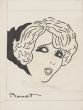 "Portrait"  is an original China ink drawing on cardboard  by Emilie Bonet.

