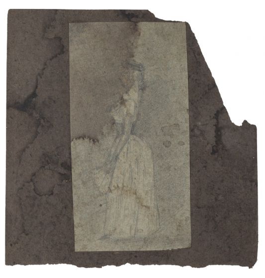 "Figure of Woman" is an original drawing in tempera and watercolor on paper, realized by an Anonymous Artist of the XX Century .