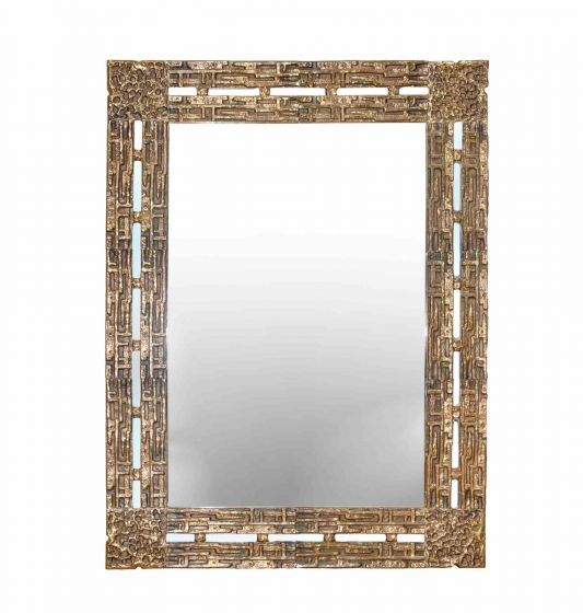 Vintage Brass Square Mirror - Decorative Object 