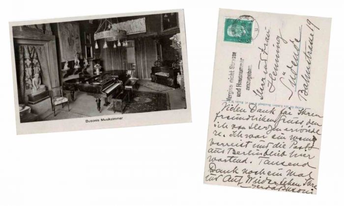 Autograph Postcard by Ferruccio Busoni - Original Manuscripts
