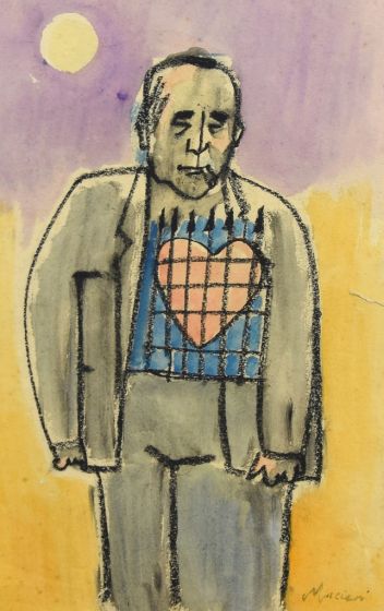 Self-Portrait with heart - Contemporary Artwork