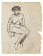 "Nude Studies" is an original drawing in tempera on paper, realized by an Anonymous Artist of the XX Century (FRONT OF THE WORK)