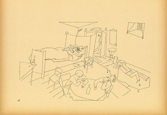 Cross building four flights of stairs   from  Ecce Homo by George Grosz - Modern Artwork