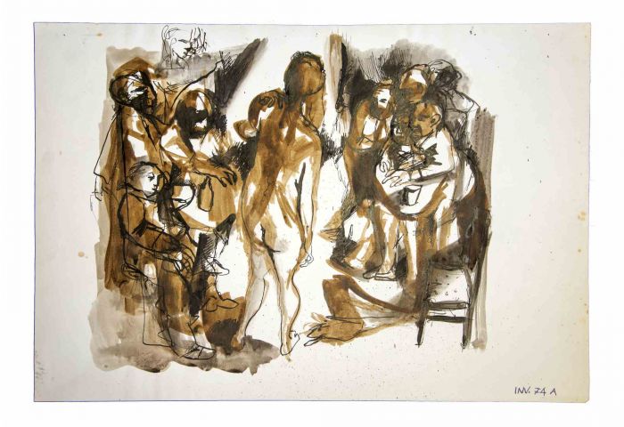 Men  While  Drawing a Posing Nude