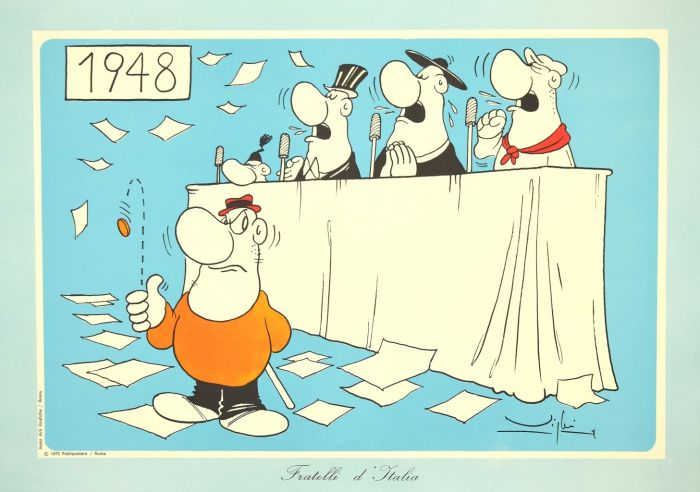 "Fratelli d'Italia" is an original offset realized by Vittorio Vighi.