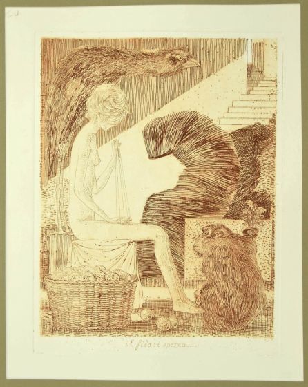 Il Filo Si Spezza is an original black and white etching realized  by Leo Guida.