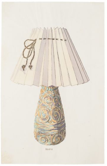 "Lamp"  is an original china ink and watercolor drawing on ivory-colorated paper by Anonymous Artist of XIX Century.
