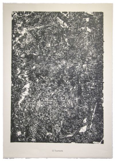 Tourments is an original lithograph on watermarked paper "Arc". Abstract composition by the French artist Jean Dubuffet. From the album of "Sols Terres" (1953-1959). In excellent conditions.