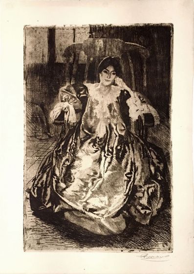 A. BESNARD, La Robe de Soie,
Etching, dry-point and scrapers SIgned,
1887

