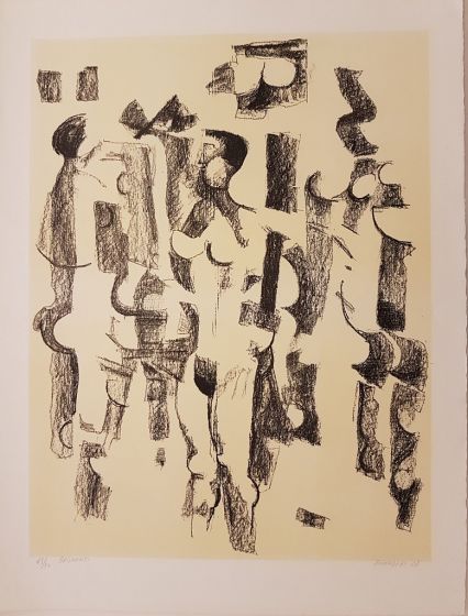 Fausto Pirandello, Bagnanti, Bathers, Colored Litograph, 1967, Modern Art Artwork, Graphic Art