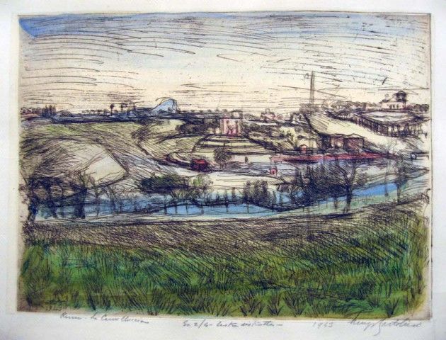 Artwork, Modern Art, Etching, Print, Roma La Camilluccia, Luigi Bartolini, Roma, Camilluccia,