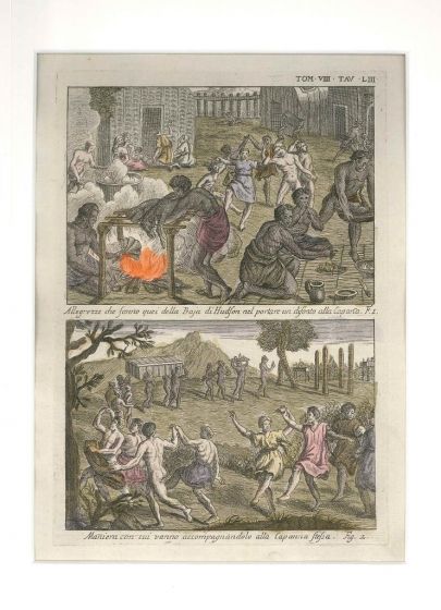 G. Pivati, Joy in Hudson Bay, Hand-Watercoloured Etch., 1746-51.