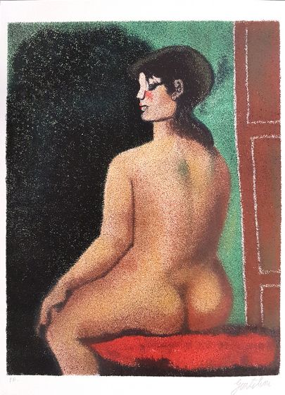 Contemporary art, Artwork, Print, Lithograph, Franco Gentilini, Nudo di Luisa