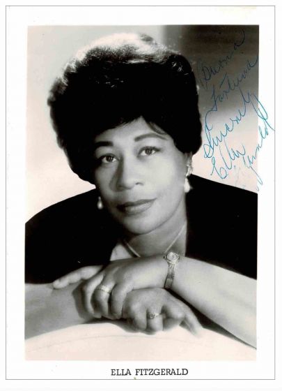 Photographic Portrait and Signature Ella Fitzgerald