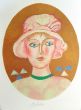 Contemporary art, Artwork, Print, Lithograph, Franco Gentilini, Ragazza Nell'ovale G