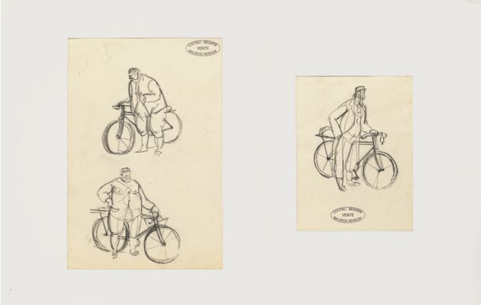 Men with Bike by Maurice Berdon - Modern Artwork